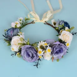 Rose Flower Crown for Women - Purple Fairy Flower Headband Sweet Hair Wreath Accessories for Women Girls Wedding Festival Party Favors Photo Prop