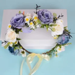 Rose Flower Crown for Women - Purple Fairy Flower Headband Sweet Hair Wreath Accessories for Women Girls Wedding Festival Party Favors Photo Prop