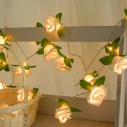 Rose Leaf Fairy String Lights 3M 20LEDs Battery Operation Valentines Wedding Holiday Party Home Garden Decoration