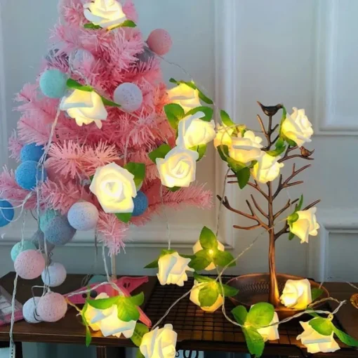 Rose Leaf Fairy String Lights 3M 20LEDs Battery Operation Valentines Wedding Holiday Party Home Garden Decoration
