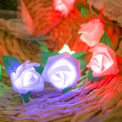 Rose Leaf Fairy String Lights 3M 20LEDs Battery Operation Valentines Wedding Holiday Party Home Garden Decoration
