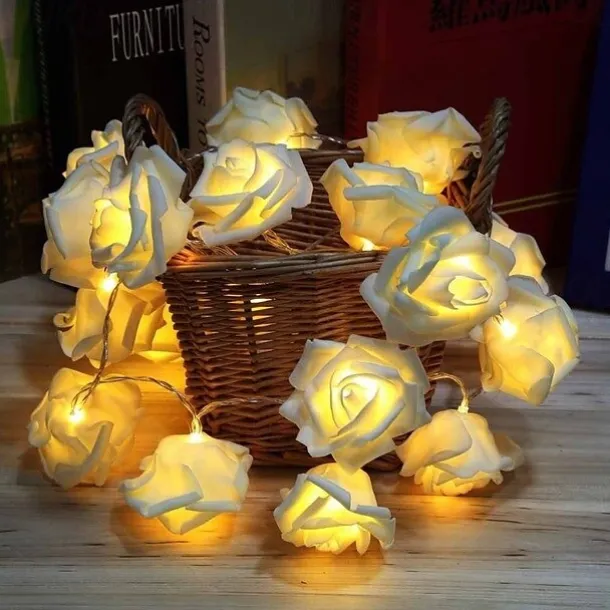 Rose String Lights 3M 30 LEDs Indoor Valentines Wedding Birthday Anniversary Flower Bulbs Decoration