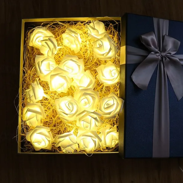 Rose String Lights 3M 30 LEDs Indoor Valentines Wedding Birthday Anniversary Flower Bulbs Decoration