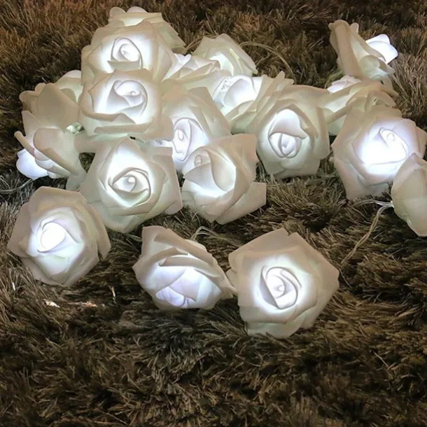 Rose String Lights 3M 30 LEDs Indoor Valentines Wedding Birthday Anniversary Flower Bulbs Decoration