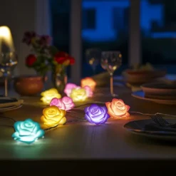 Rose String Lights, 1.5m, 3m, 6m, 10/20/40 LEDs - Warm White Multi-Color Battery Powered Decorative Lights for Valentines Wedding & New Year's Outdoor Parties
