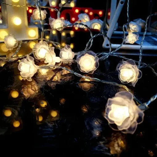 Rose String Lights, 1.5m, 3m, 6m, 10/20/40 LEDs - Warm White Multi-Color Battery Powered Decorative Lights for Valentines Wedding & New Year's Outdoor Parties