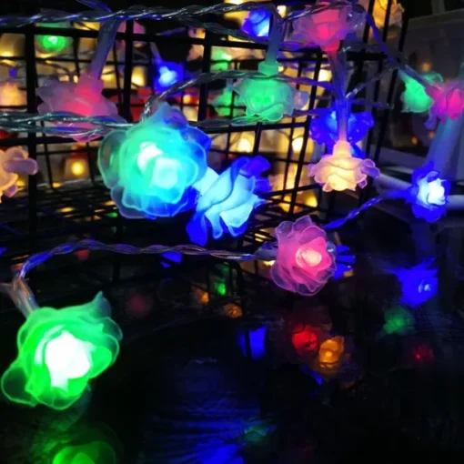 Rose String Lights, 1.5m, 3m, 6m, 10/20/40 LEDs - Warm White Multi-Color Battery Powered Decorative Lights for Valentines Wedding & New Year's Outdoor Parties