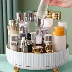Rotating Storage Rack,Makeup Perfume Organizer, 360 Degree Rotating Cosmetic Desk Storage, Lotions Display Case, Round Gift Tray With Large Capacity, For Your Jewelry