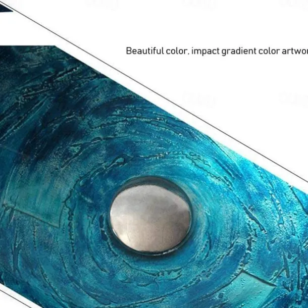 Round Artistic Vanity Basin Sink Bathroom Vessel Tempered Glass Bowl 16.5 inch, Art Wash Basin Mixer Faucet Set with Pop-up Drain, Boat Shape Countertop Above Counter Washroom