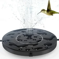 Round Solar Fountain Outdoor Landscape Pool Pond Water Pump Waterfall Decor Black