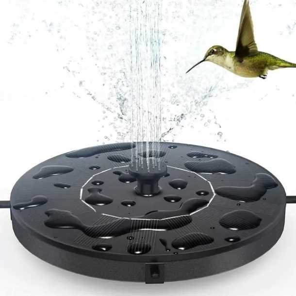 Round Solar Fountain Outdoor Landscape Pool Pond Water Pump Waterfall Decor Black