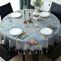 Round Tablecloth Farmhouse Table Cloth Spring Tablecloth Round Outdoor Cloth Table Cover Oval Rectangle For Picnic,Wedding,Dining,Easter,Kitchen