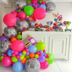 80s and 90s Theme Balloon Chain Set Arch Disco 4D Radio Balloon Retro Party Decoration