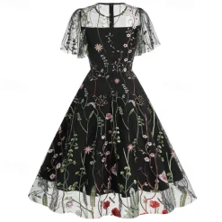 1950s Cocktail Dress Dailywear Dress Party Costume A-Line Dress Floral Fancy Dress Women's Christmas Halloween Carnival Event / Party Cocktail Party Prom Adults' Dress Homecoming Dresses