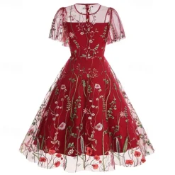 1950s Cocktail Dress Dailywear Dress Party Costume A-Line Dress Floral Fancy Dress Women's Christmas Halloween Carnival Event / Party Cocktail Party Prom Adults' Dress Homecoming Dresses