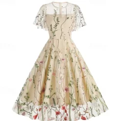 1950s Cocktail Dress Dailywear Dress Party Costume A-Line Dress Floral Fancy Dress Women's Christmas Halloween Carnival Event / Party Cocktail Party Prom Adults' Dress Homecoming Dresses