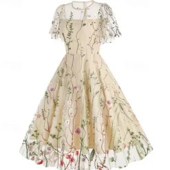 1950s Cocktail Dress Dailywear Dress Party Costume A-Line Dress Floral Fancy Dress Women's Christmas Halloween Carnival Event / Party Cocktail Party Prom Adults' Dress Homecoming Dresses