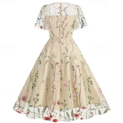 1950s Cocktail Dress Dailywear Dress Party Costume A-Line Dress Floral Fancy Dress Women's Christmas Halloween Carnival Event / Party Cocktail Party Prom Adults' Dress Homecoming Dresses