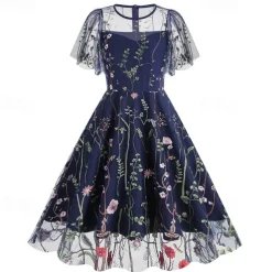 1950s Cocktail Dress Dailywear Dress Party Costume A-Line Dress Floral Fancy Dress Women's Christmas Halloween Carnival Event / Party Cocktail Party Prom Adults' Dress Homecoming Dresses