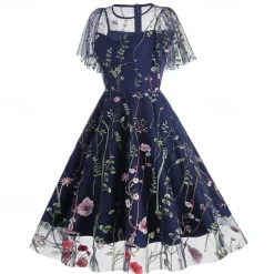1950s Cocktail Dress Dailywear Dress Party Costume A-Line Dress Floral Fancy Dress Women's Christmas Halloween Carnival Event / Party Cocktail Party Prom Adults' Dress Homecoming Dresses