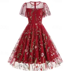 1950s Cocktail Dress Dailywear Dress Party Costume A-Line Dress Floral Fancy Dress Women's Christmas Halloween Carnival Event / Party Cocktail Party Prom Adults' Dress Homecoming Dresses