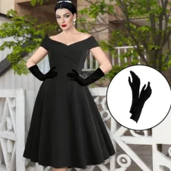 1950s Cocktail Dress Vintage Dress Dress A-Line Dress Tea Dress Flare Dress Women's Off Shoulder Costume Vintage Cosplay Homecoming Wedding Party Sleeveless Knee Length A-Line Dress