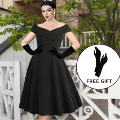 1950s Cocktail Dress Vintage Dress Dress A-Line Dress Tea Dress Flare Dress Women's Off Shoulder Costume Vintage Cosplay Homecoming Wedding Party Sleeveless Knee Length A-Line Dress