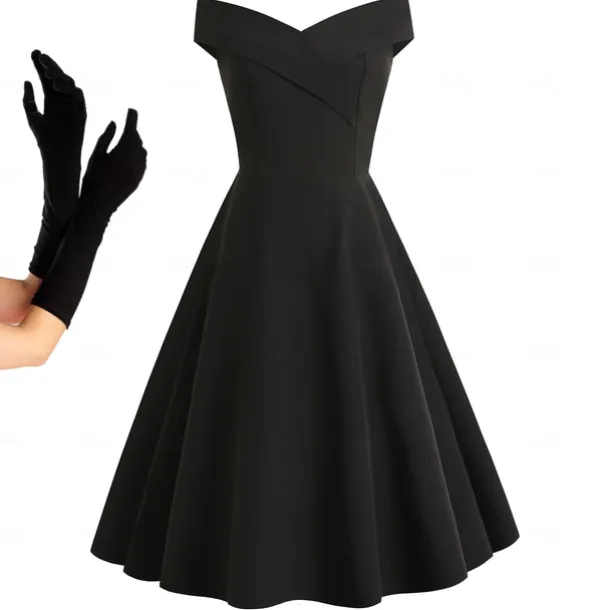 1950s Cocktail Dress Vintage Dress Dress A-Line Dress Tea Dress Flare Dress Women's Off Shoulder Costume Vintage Cosplay Homecoming Wedding Party Sleeveless Knee Length A-Line Dress