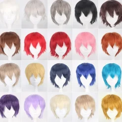 s Cosplay Wigs For Men And Women Heat Resistant Fiber Anime Wig 12Inch Halloween Wigs