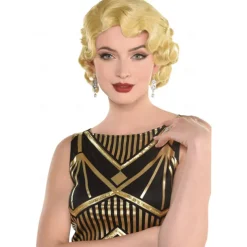 1920s Finger Wave Short Hair Wig Blonde One Size Wearable Costume Accessory for Halloween