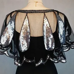 1920s Gatsby Sparkle Bolero Women's Wrap Shawls Vintage Sleeveless Sequins Wraps With Paillette For Party Wedding Guest Spring Summer Fall dress to impress