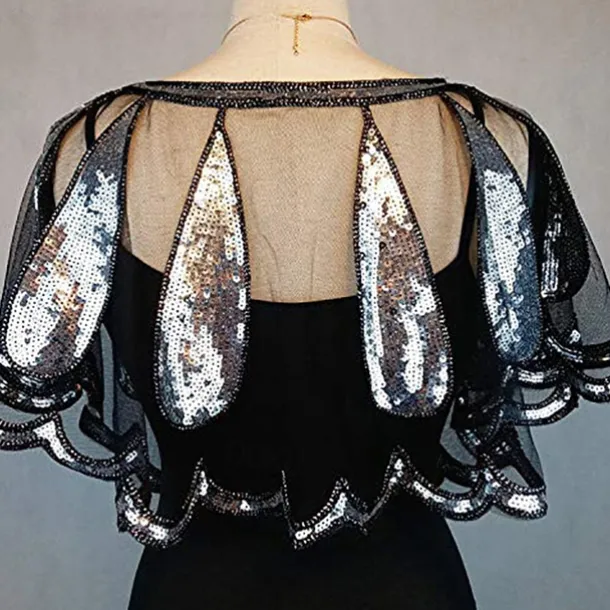 1920s Gatsby Sparkle Bolero Women's Wrap Shawls Vintage Sleeveless Sequins Wraps With Paillette For Party Wedding Guest Spring Summer Fall dress to impress