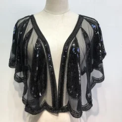 1920s Gatsby Sparkle Bolero Women's Wrap Shawls Vintage Sleeveless Sequins Wraps With Paillette For Party Wedding Guest Spring Summer Fall dress to impress