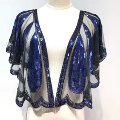 1920s Gatsby Sparkle Bolero Women's Wrap Shawls Vintage Sleeveless Sequins Wraps With Paillette For Party Wedding Guest Spring Summer Fall dress to impress