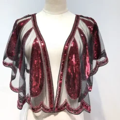 1920s Gatsby Sparkle Bolero Women's Wrap Shawls Vintage Sleeveless Sequins Wraps With Paillette For Party Wedding Guest Spring Summer Fall dress to impress