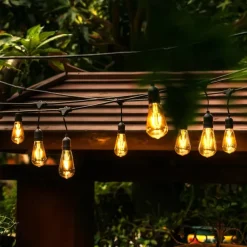 S14 Global Outdoor String Lights Commercial Grade Weatherproof Strand Edison Vintage Bulbs 10m10pcs/15m15pcs Hanging Sockets UL Listed Heavy-Duty Decorative Cafe Patio Lights for Bistro Garden