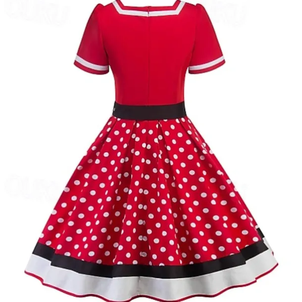 1950s Grease Outfits Vintage Inspired Flare Dress Women's Costume Vintage Cosplay Date Party & Evening Festival Silk Scarf