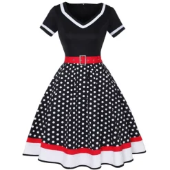 1950s Grease Outfits Vintage Inspired Flare Dress Women's Costume Vintage Cosplay Date Party & Evening Festival Silk Scarf