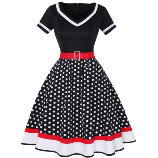1950s Grease Outfits Vintage Inspired Flare Dress Women's Costume Vintage Cosplay Date Party & Evening Festival Silk Scarf