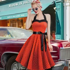1950s Grease Outfits Vintage Inspired A Line Dress Swing Dress Accesories Set Flare Dress Women's Costume Vintage Cosplay Date Party & Evening Festival A-Line Silk Scarf