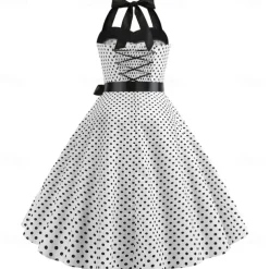 1950s Grease Outfits Vintage Inspired A Line Dress Swing Dress Accesories Set Flare Dress Women's Costume Vintage Cosplay Date Party & Evening Festival A-Line Silk Scarf