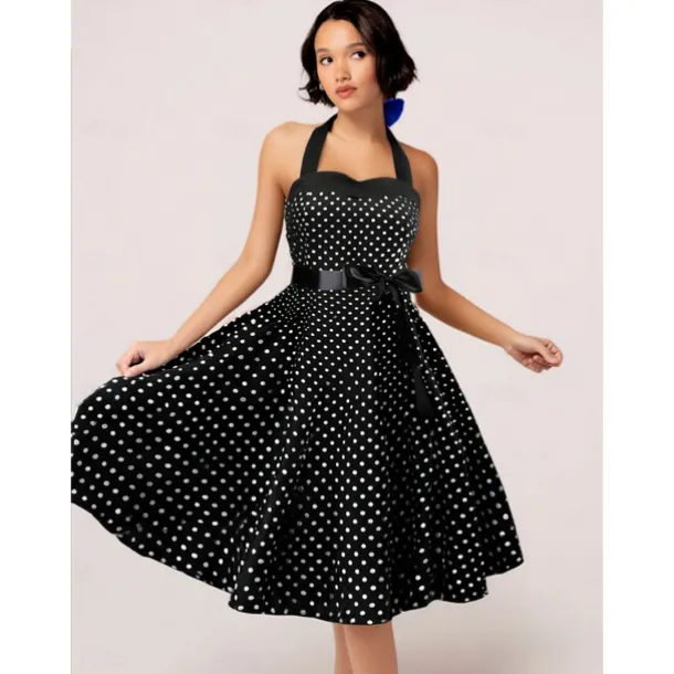 1950s Grease Outfits Vintage Inspired A Line Dress Swing Dress Accesories Set Flare Dress Women's Costume Vintage Cosplay Date Party & Evening Festival A-Line Silk Scarf