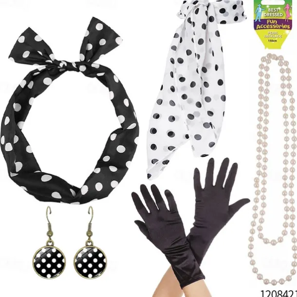 1950s Grease Outfits Vintage Inspired A Line Dress Swing Dress Accesories Set Flare Dress Women's Costume Vintage Cosplay Date Party & Evening Festival A-Line Silk Scarf