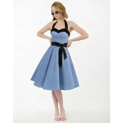 1950s Grease Outfits Vintage Inspired A Line Dress Swing Dress Accesories Set Flare Dress Women's Costume Vintage Cosplay Date Party & Evening Festival A-Line Silk Scarf