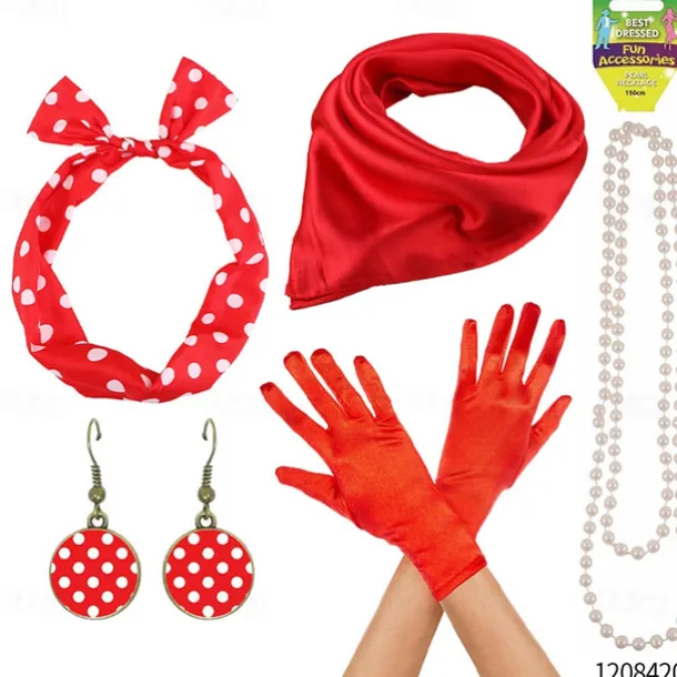 1950s Grease Outfits Vintage Inspired A Line Dress Swing Dress Accesories Set Flare Dress Women's Costume Vintage Cosplay Date Party & Evening Festival A-Line Silk Scarf