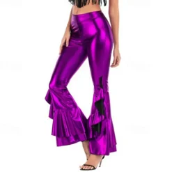 1980s Hip Pop Bell Bottom Pants Abba Costume Flared Trousers Solid Color Fancy Dress Women's Carnival Costume Carnival Performance Prom Pride Parade Adults' Pants All Seasons