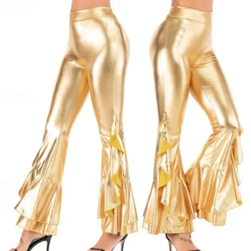 1980s Hip Pop Bell Bottom Pants Abba Costume Flared Trousers Solid Color Fancy Dress Women's Carnival Costume Carnival Performance Prom Pride Parade Adults' Pants All Seasons