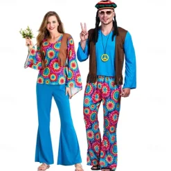 1960s Hippie 1970s Pants Cosplay Costume Outfits Disco Fancy Dress Women's Carnival Masquerade Party / Evening Pride Parade Pride Month Adults' Vest Top Pants All Seasons