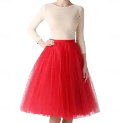 1950s Knee Length Petticoat Hoop Skirt Tutu Under Skirt Princess 23.6'' / 60cm Fancy Dress Women's Kings Day Halloween Carnival Masquerade Wedding Evening Party Tea Party Adults' Skirt