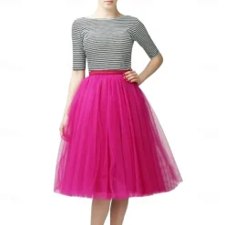 1950s Knee Length Petticoat Hoop Skirt Tutu Under Skirt Princess 23.6'' / 60cm Fancy Dress Women's Kings Day Halloween Carnival Masquerade Wedding Evening Party Tea Party Adults' Skirt